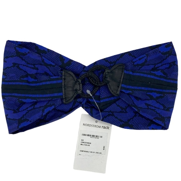 NWT Roberto Cavalli Twisted Snake Print Cotton Headband in Indigo - Picture 3 of 6